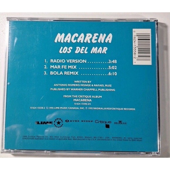 Macarena EP [Maxi Single] by Los del Mar (CD, Aug-1995, Critique Records) - Picture 2 of 3